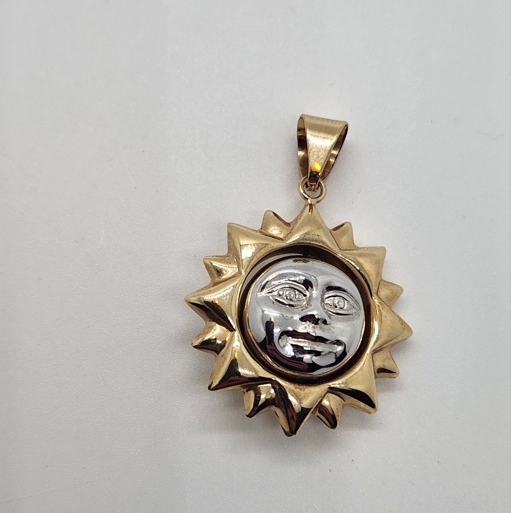 14K Yellow & White Gold Sun Charm